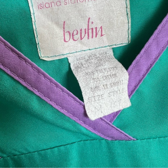 Vintage Bevlin Hawaiian Muumuu Dress Ruffle Mermaid Appliqué Medium - Picture 7 of 7